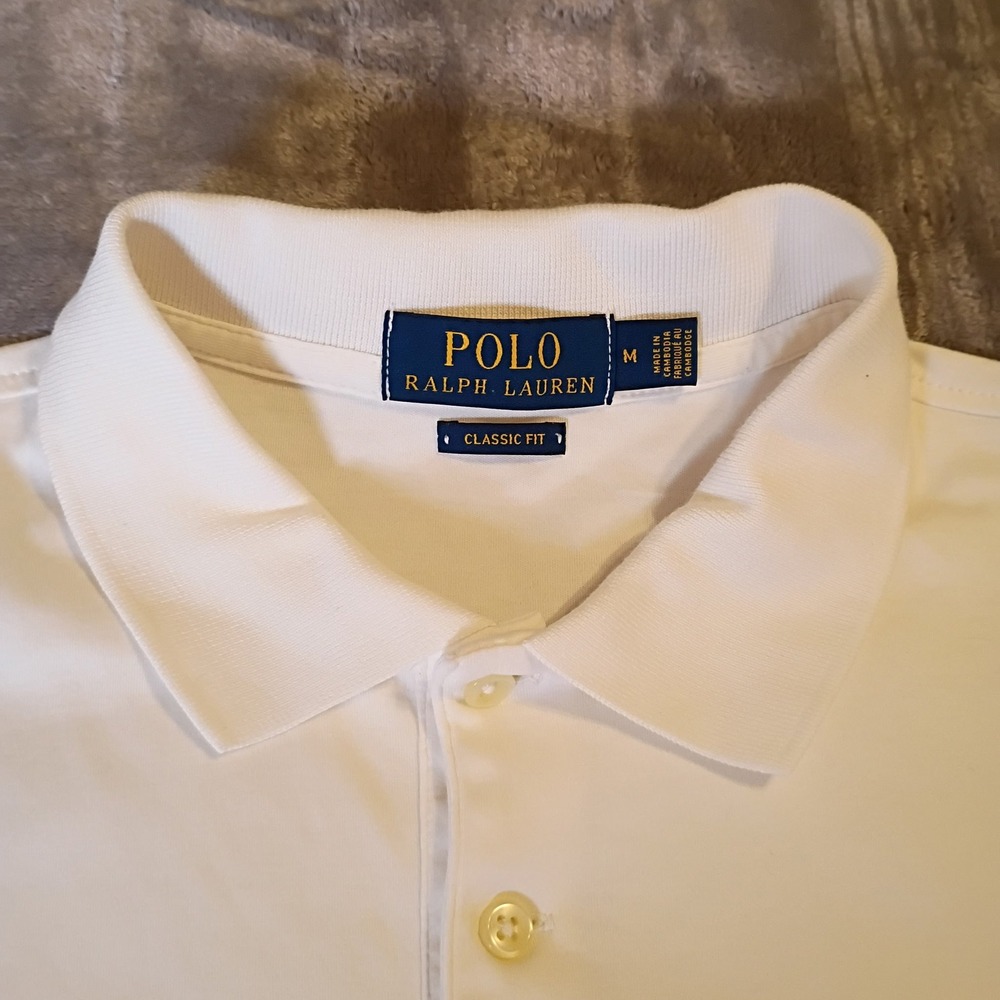 Polo Ralph Lauren Mens Classic Fit White Short Sleeve Polo Medium Flesh Pony - Picture 3 of 8